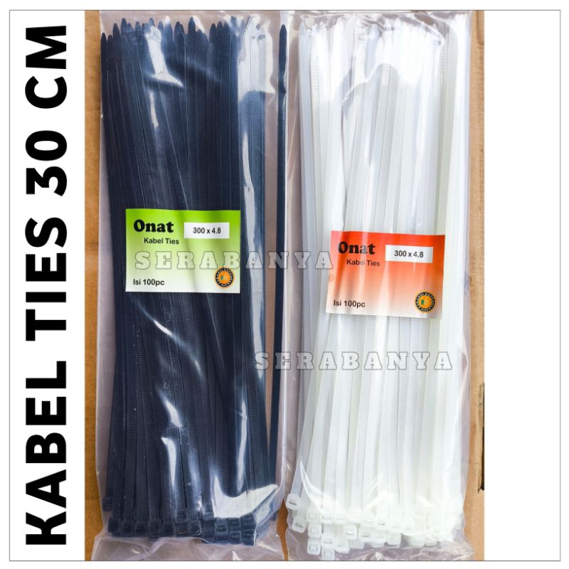 

ONAT KABEL TIES | 300 x 4.8 | WARNA HITAM DAN PUTIH | 300 x 4.8 | TALI TIS PLASTIK PENGIKAT ISI 100 PCS / Nilon Plastik Pengikat