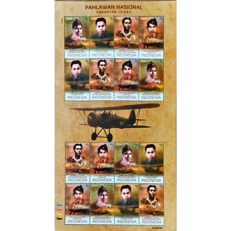

(FA) PRANGKO INDONESIA 2023 FULL SHEET PAHLAWAN NASIONAL ANGKATAN UDARA. 16V MNH.