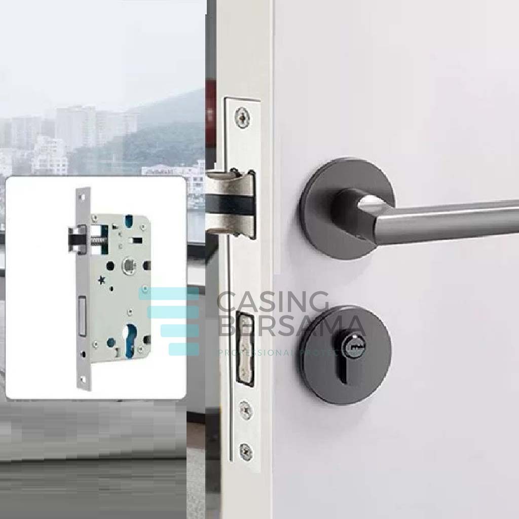 Handle Pintu Kecil Kunci Pintu Rumah Kamar Tidur Komplit Abu Grey