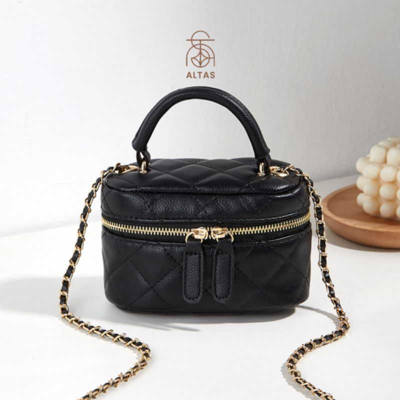 𝐀𝐋𝐓𝐀𝐒-Tas Selempang Kulit Wanita Bucket Tas Tangan Cewek Handbag Tas Genggam Tas Hp Cewek Rantai Min