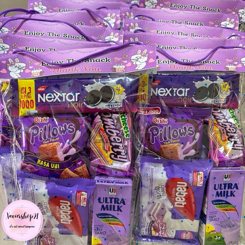 

Paket Snack Label Tema Ungu
