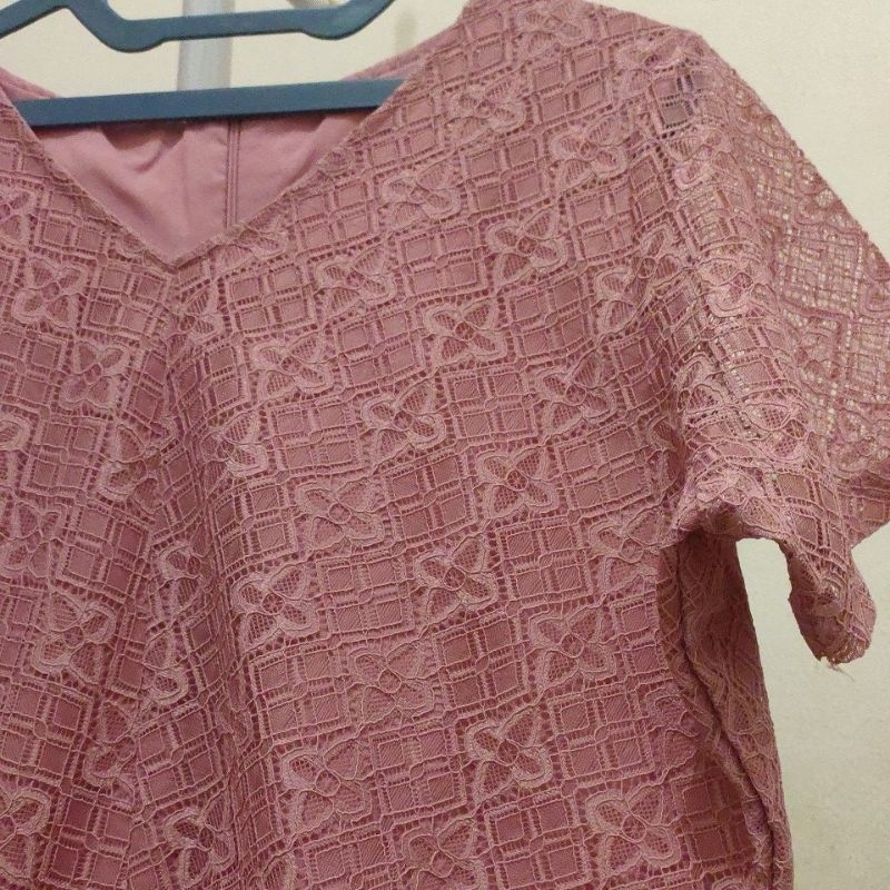 Preloved/ Dress Big size / dress jumbo pink / dress big size wanita brukat brokat pink