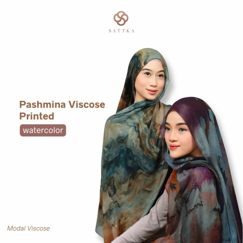 Pashmina Viscose Printed Sattka | Watercolor Viscose [READY]