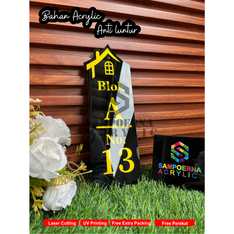 Nomor rumah papan nomor rumah acrylic minimalis modern