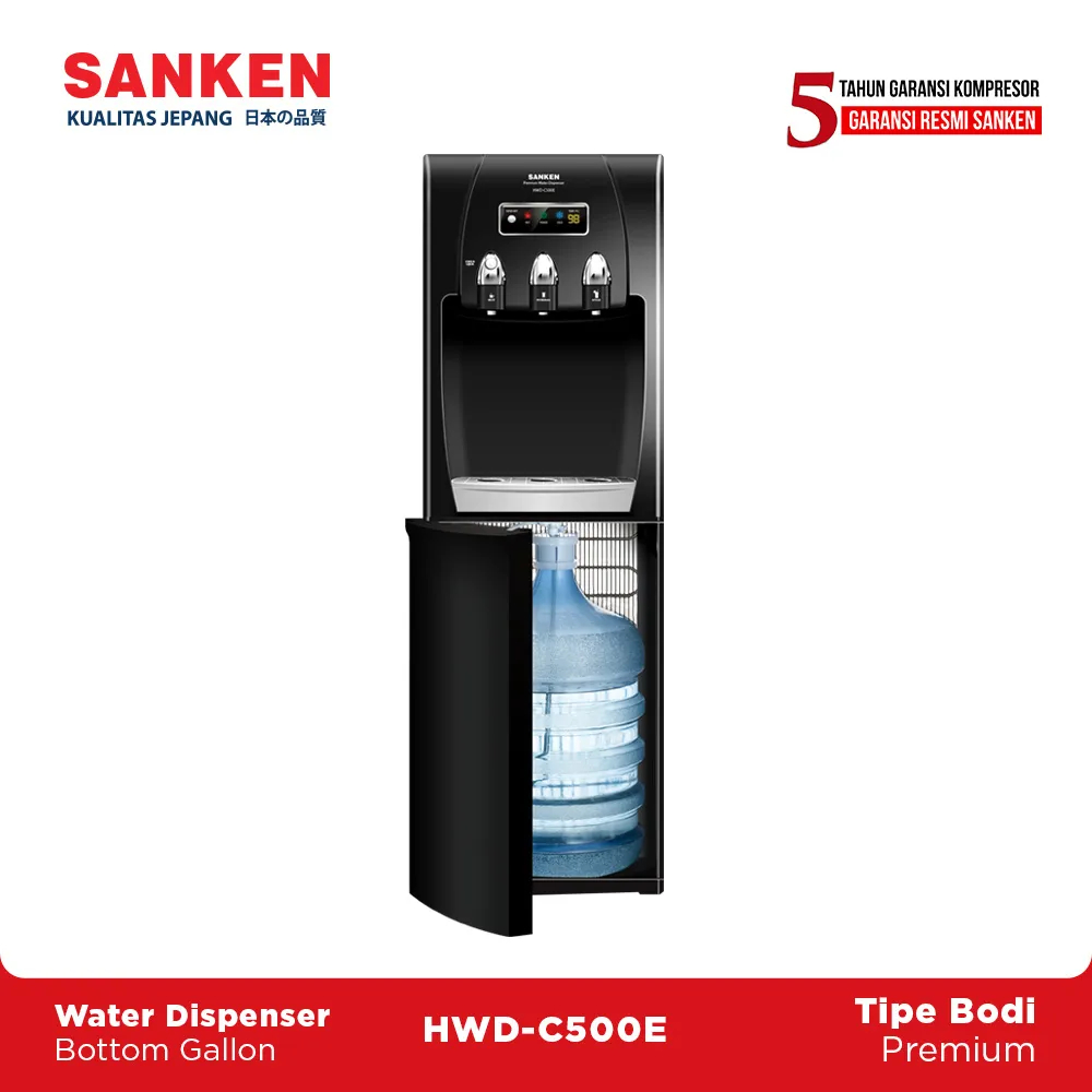 [COD] Sanken Dispenser Galon Bawah Black - HWDC500 - Dispenser Berdiri - SNI - Garansi Resmi