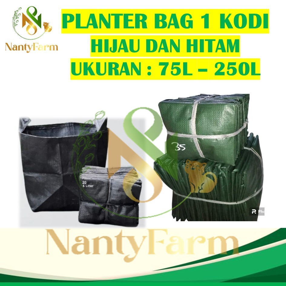 Grosir Planter Bag 20 Pcs Ukuran 75 Liter - 200 Liter Hijau Dan Hitam