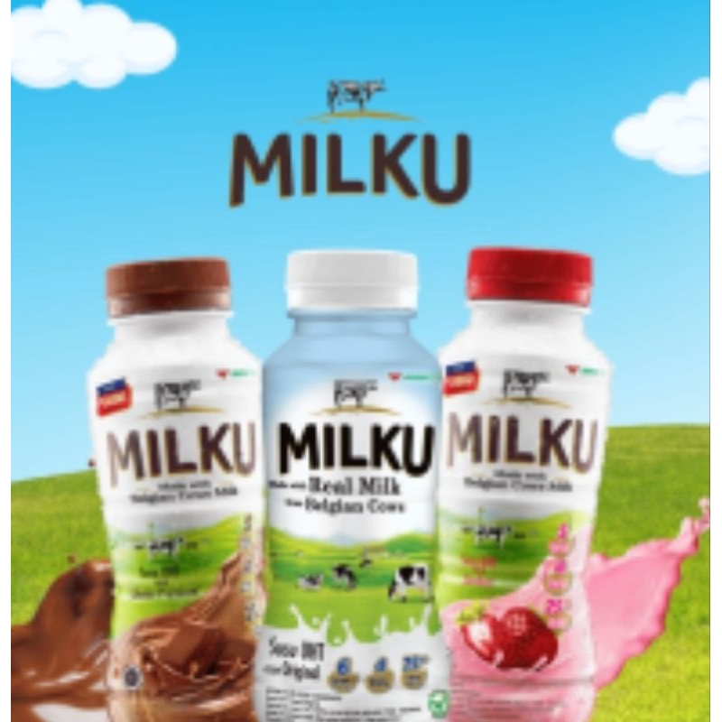 

susu MILKU UHT Coklat Stroberi perbotol