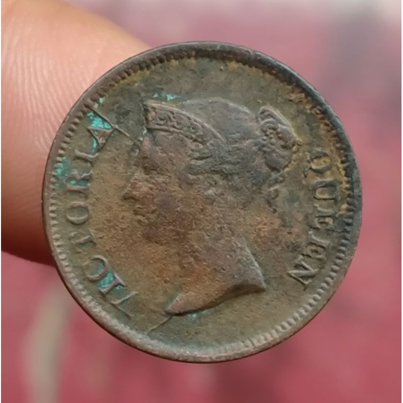 Koin Kuno Malaya 1/4 Cent 1845 Straits Settlement Ratu Victoria