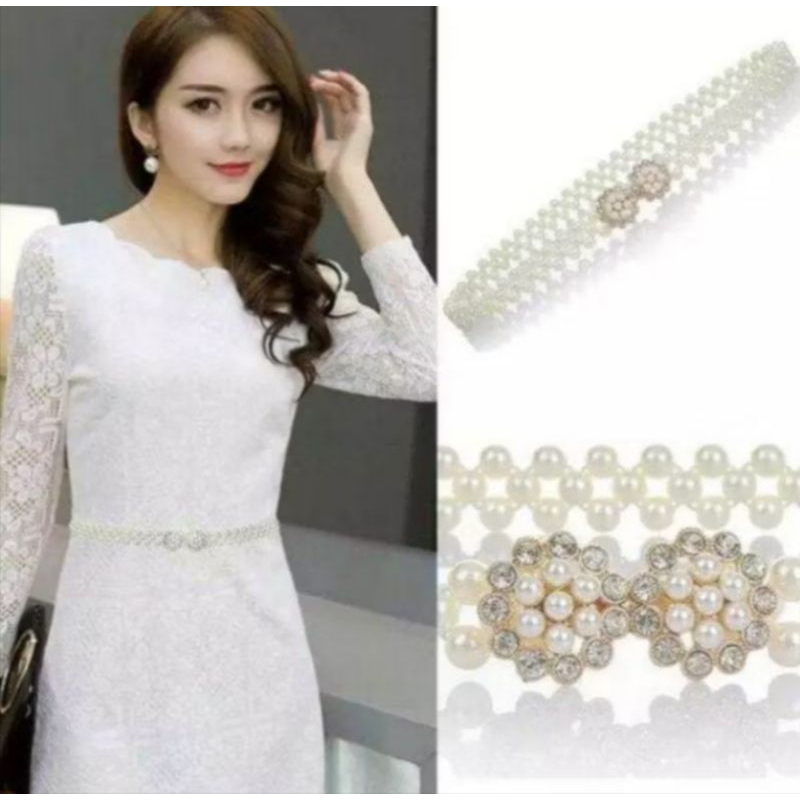 Belt | Ikat pinggang wanita mutiara full | Ikat pinggang mutiara