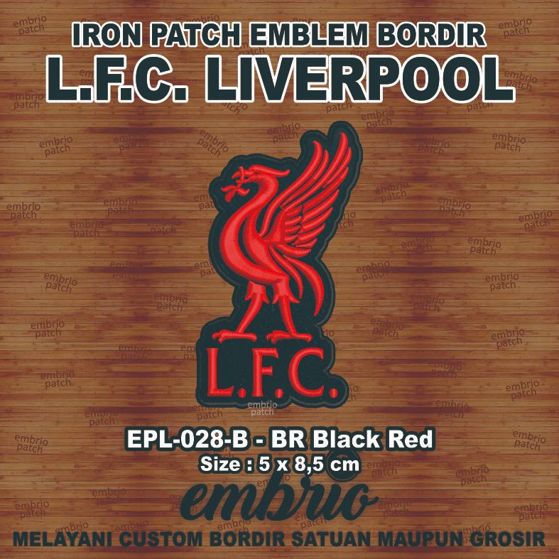 EPL-028-B Patch LFC emblem bordir logo jersey LFC liverpool fc - BR Black Red - 5x8,5cm - Embrio Pat