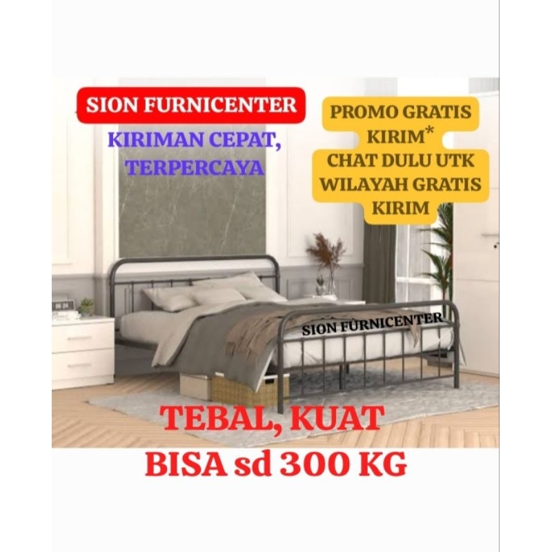 ranjang besi 160x200 kualitas premium kokoh tebal kuat sd 300 kg / ranjang besi 160 / ranjangbesi160