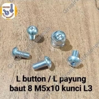 Baut L button / L payung Baut 8 panjang 1cm M5x10 Kunci L3