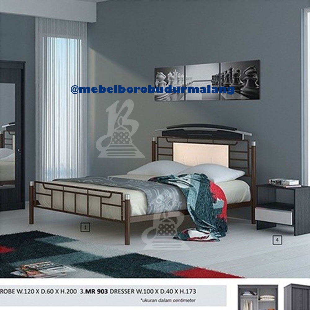 Bed Siantano Ashlyn / Ranjang Rangka Tempat Tidur Minimalis Besi