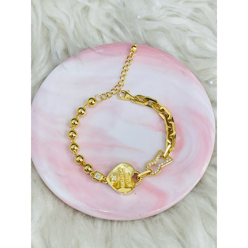 gelang bola bola paperclip gembok kunci AD emas asli kadar 875