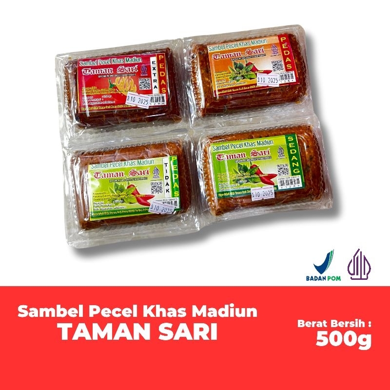 

500g Sambel Pecel Taman Sari Asli khas Madiun | Sambel Pecel Instan Makanan Pedas, Extra Pedas, Tidak Pedas, Pedas Sedang. BPOM HALAL APPROVED