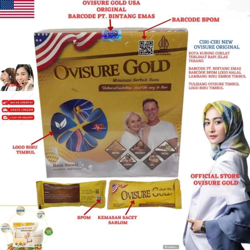 

TERBARU!! PAKET 1 BOX OVISURE GOLD MILK SUSU VITAMIN TULANG DAN SENDI OSTEOPOROSIS 12 SACHET