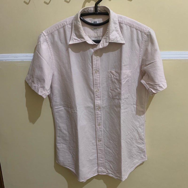 [PRELOVED] Kemeja Pendek Uniqlo Soft Pink Size M