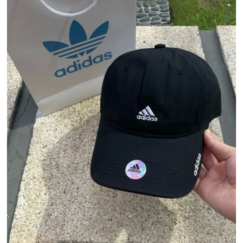 Topi Adidas Full Black Logo Small Original Free Paperbag Adidas - Hitam, All Size