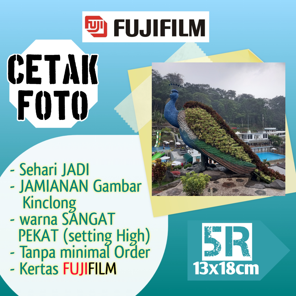 Cetak Foto 5R 13x18cm kertas FUJIFILM asli