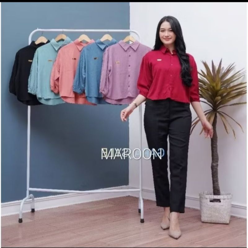 KEMEJA CROP POLO LINEN PREMIUM
