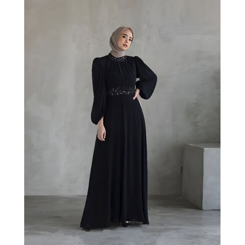 VERRYZ KAMARI DRESS WANITA KEKINIAN // CERUTY BABYDOLL // APLIKASI MUTIARA // DRESS KONDANGAN // DRE