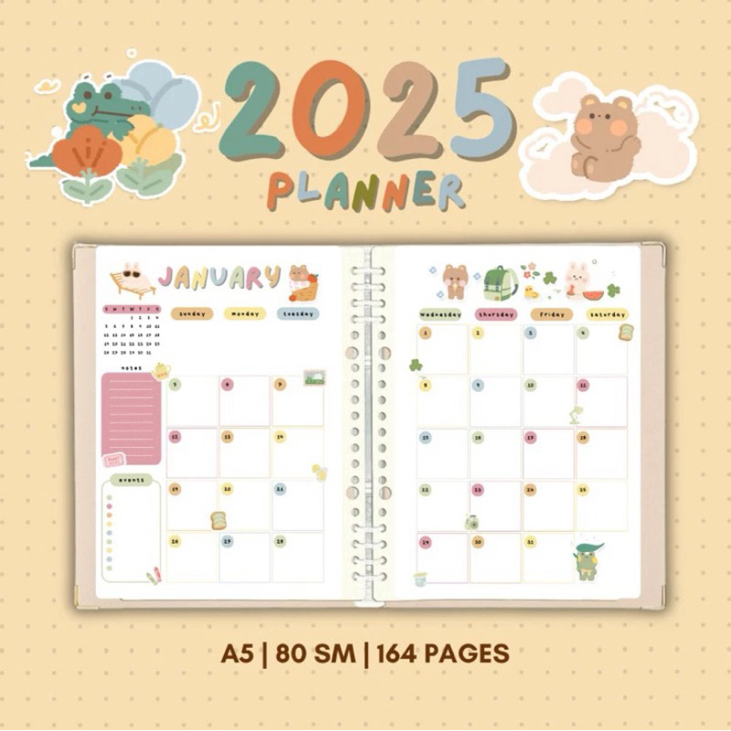 

2025 ALI&FRIENDS PLANNER JOURNAL | A5 Dated Pastel Journal | Student Planner | Artcredible.id