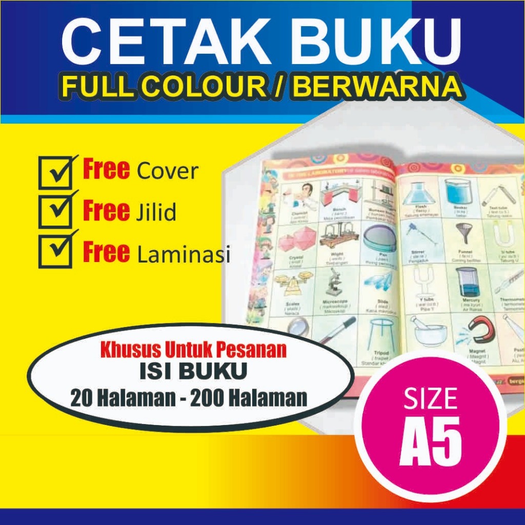 PRINT/CETAK WARNA BUKU  A5 HVS 20 Hal - 200 Halaman TERMURAH