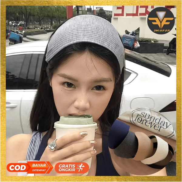 Bando Headband knit / Head Band Cantik Korea / Bando knit Lebar / Bando Bandana Lebar Garis Polos
