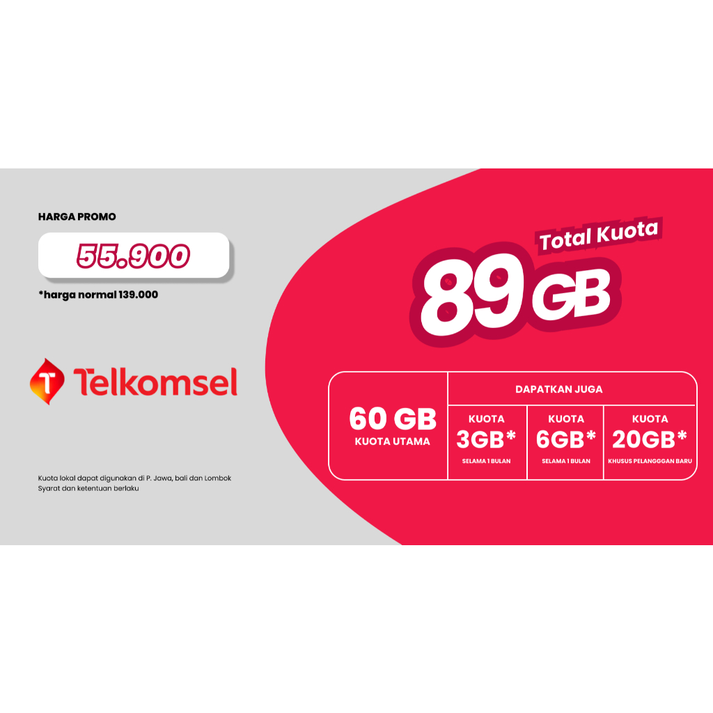 KARTU PERDANA TELKOMSEL 89 GB