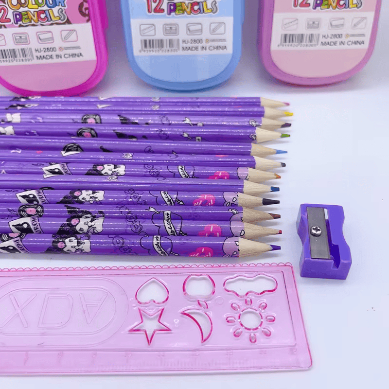 

Calvina Kids - Set Pensil Warna Karakter Sanrio Kuromi 12 Warna Lengkap dengan Serutan dan Penggaris