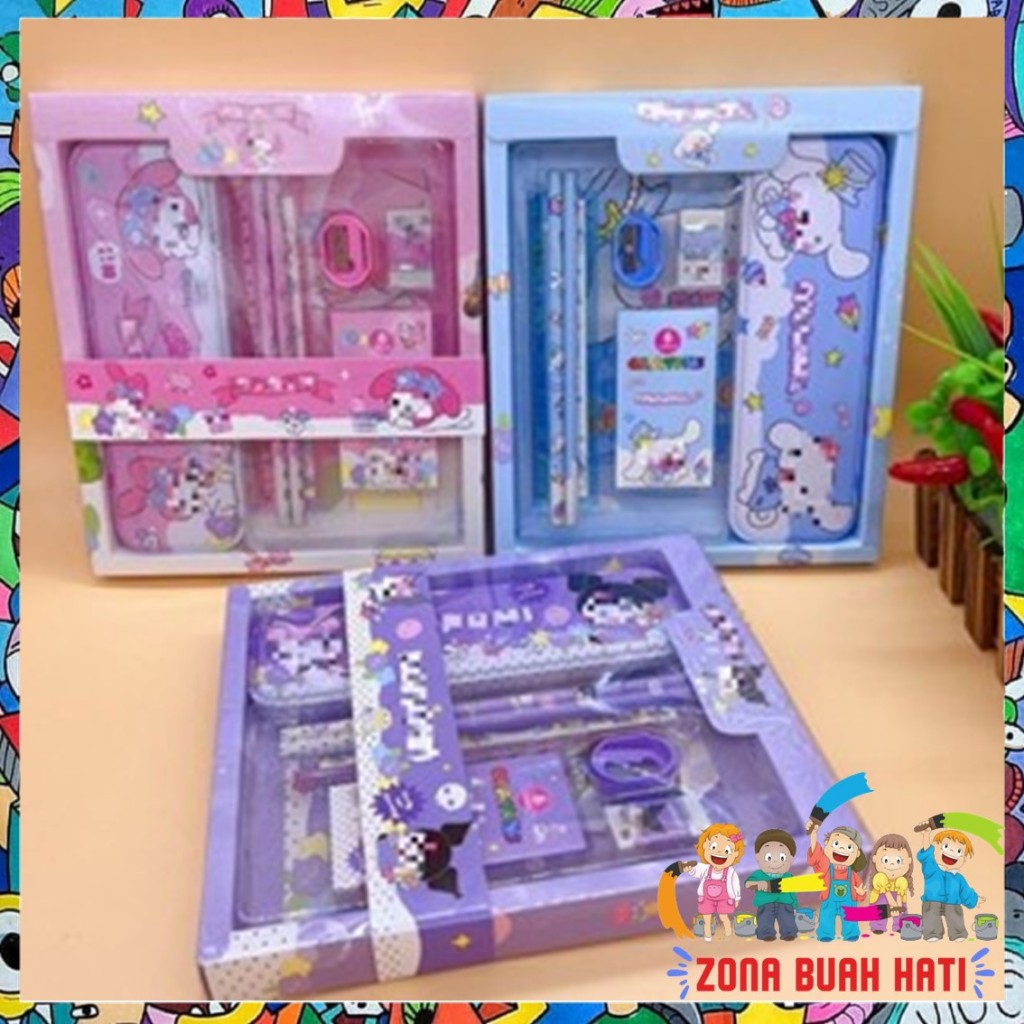 

ZBH Paket Alat Tulis Set 7 in 1 Set Stationery 7in1 Karakter Kartun Alat Tulis Anak Sekolah Penghapus Pengaris Kotak Pensil Penggaris Crayon
