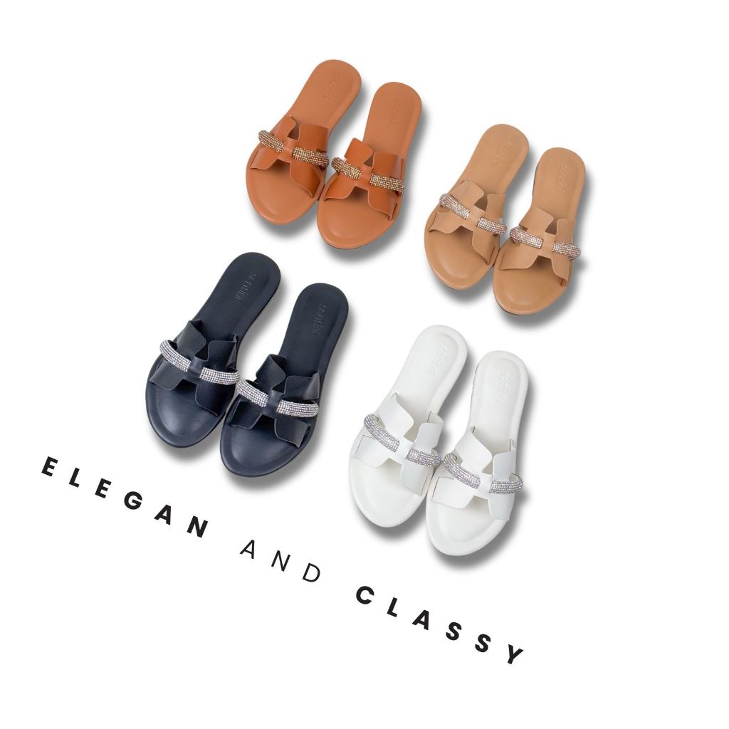 [ NOVEMBERS STORE ] Sandal Wanita Terbaru Slip On Flat Premium Sensini Teplek SIZE (36-40) Import