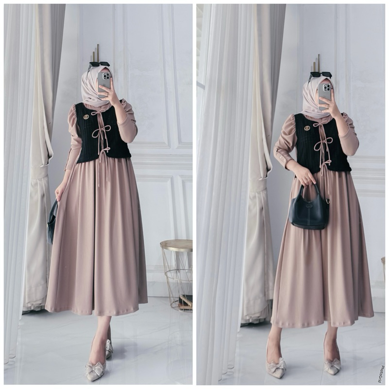 Midi dress Zera  innara  terbaru - midi dress clarke