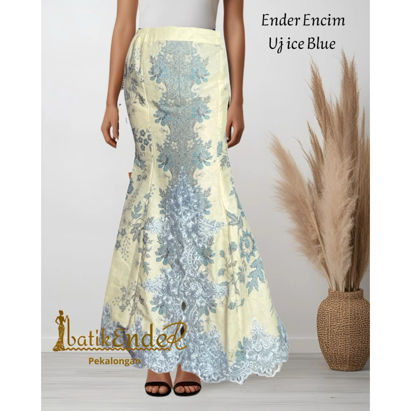 rok kebaya ice blue duyung mermaid ekor katun primis pekalongan