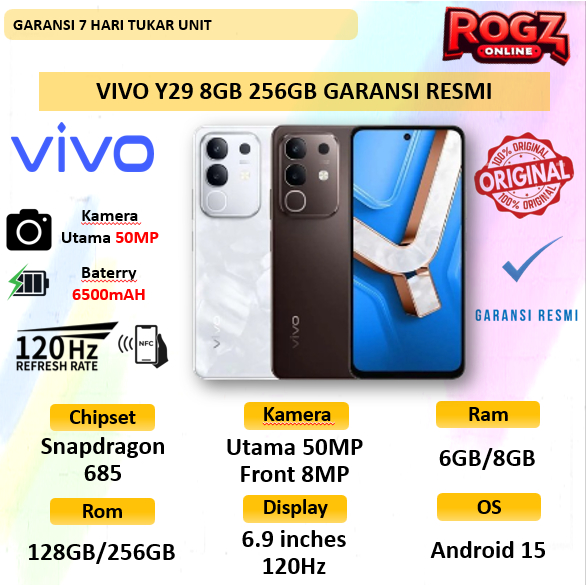 Hp vivo Y29 6500mAh Tahan 3 Hari, Tahan Banting Ekstrem, IP69 Tahan Air Ekstrem, AI Erase 2.0 + AI