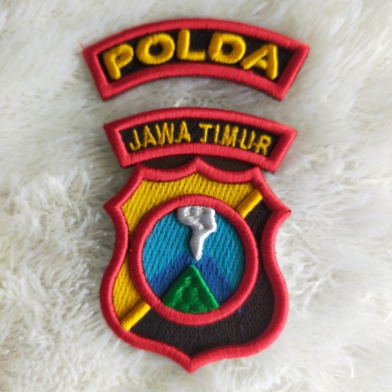 LOGO POLDA JAWA TIMUR BORDIR TIMBUL 3D, ATRIBUT POLRI BORDIR