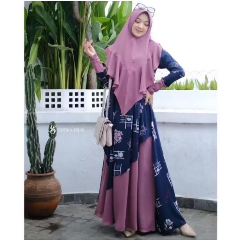 Sheika Hijab || Dress Darienne [ Gamis Saja ] size S Ld92cm Pd135cm