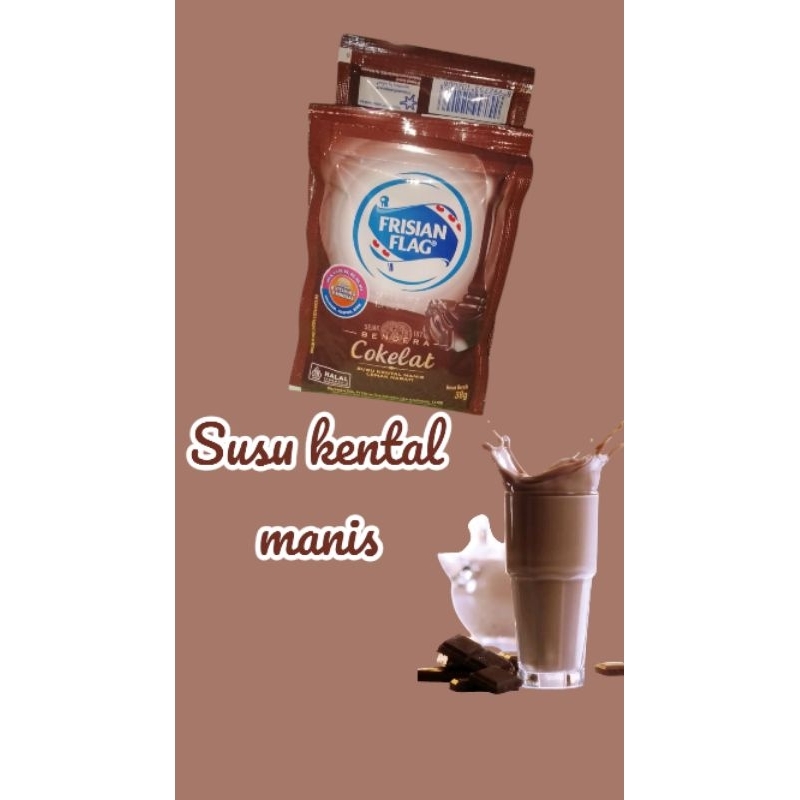 

Susu kental manis Frisian Flag Coklat/putih 38gr 1 renceng(6 sachet)