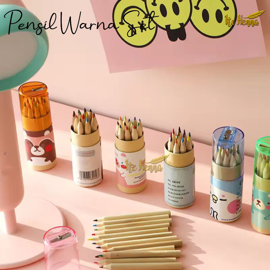 

Pensil Warna 12 IN 1 + Serutan Pensil Color Pencils Quality Pensil Warna Karakter Kemasan Tabung Murah