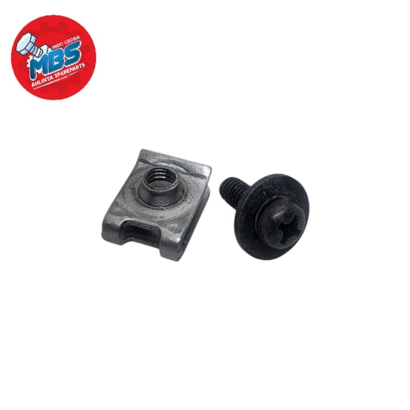Clips dan baut 10 m6 klip plat nomer mobil baut 10 obeng hitam ori