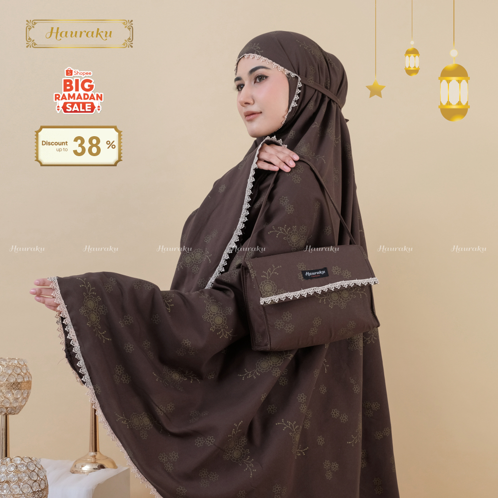 HauraKu - Mukena Dewasa 2 In 1 Traveling Katun Premium Mukena Viral