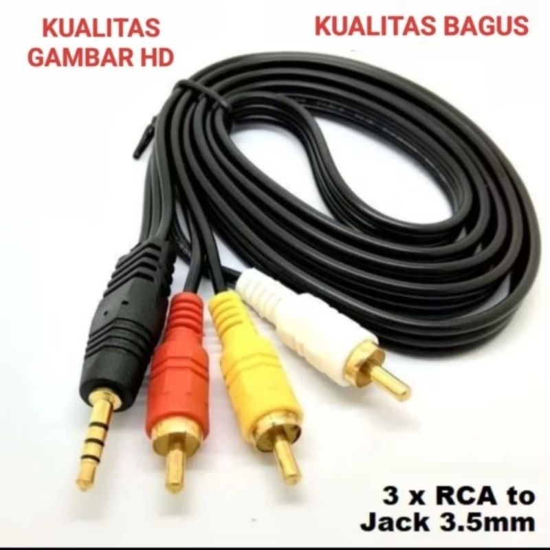 kabel RCA SET TOP BOX RUBY 1 to 3  PENDEK GEPENG kabel stb RUBY ke tv