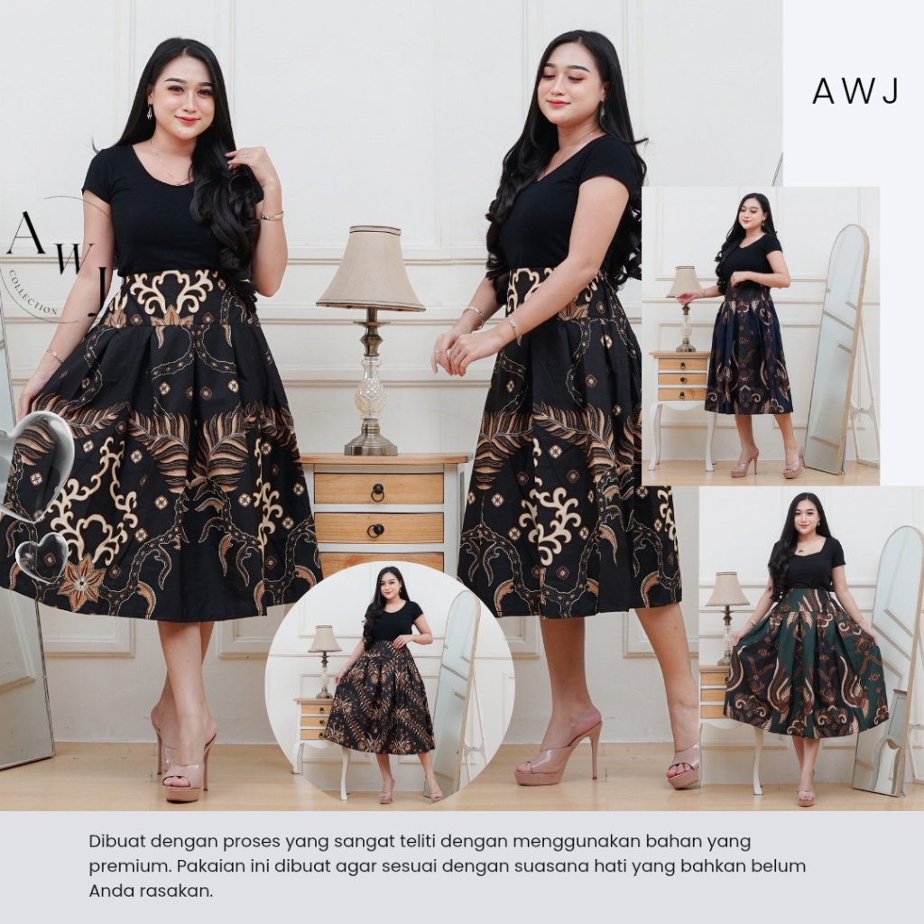 Rok 7/8 Wanita Rempel Motif Batik Bahan Katun