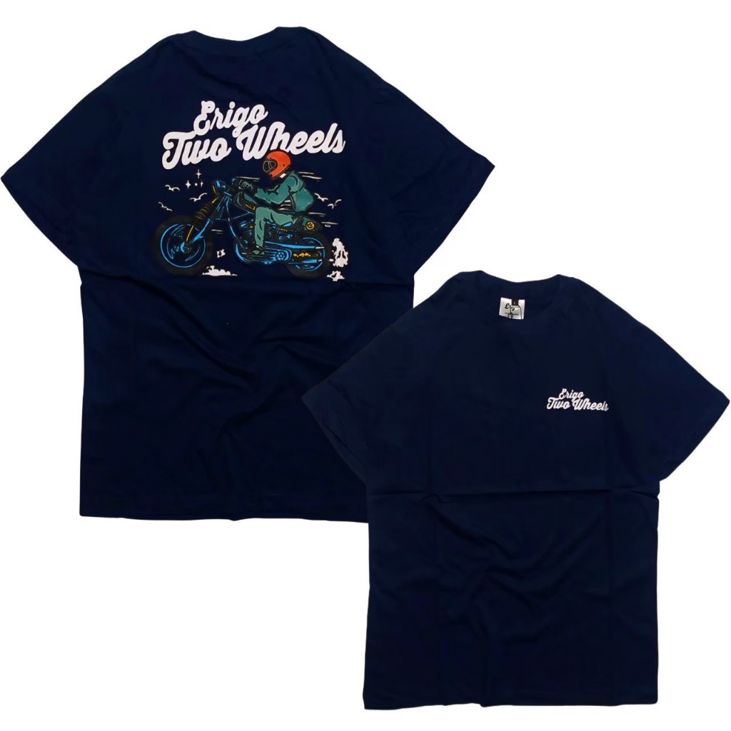 Kaos Erigo T-shirt ERIGO APPAREL Two Wheels Navy Kaos Distro Pria Terbaru Kaos Erigo Bandung Kaos Pr