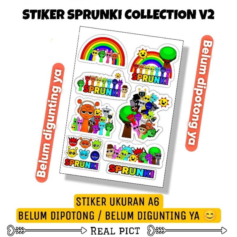 

STIKER SPRUNKI COLLECTION V2 / STIKER BELUM DIPOTONG BAHAN VINYL UKURAN A6 / STICKER / STIKER KARAKTER LUCU
