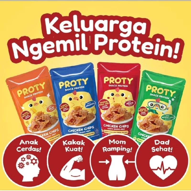 

PROTY Chicken Chips Original (1 pcs) - Keripik Daging Ayam Krispi - Snack Cemilan Protein Sehat - 18 gr