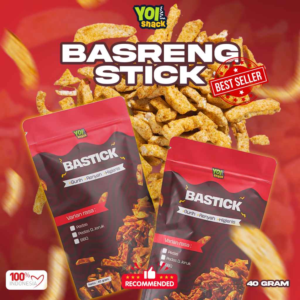 

YOI SNACK - Bastick Basreng Bakso Goreng Cemilan Makanan Ringan Pedas Viral Bakso Enak