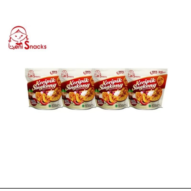 

BUNDLING MURAH Leni Snacks NEW PACKAGING - 4 Pcs Keripik Singkong Pedes Merah (NEW PACK) BISA COD