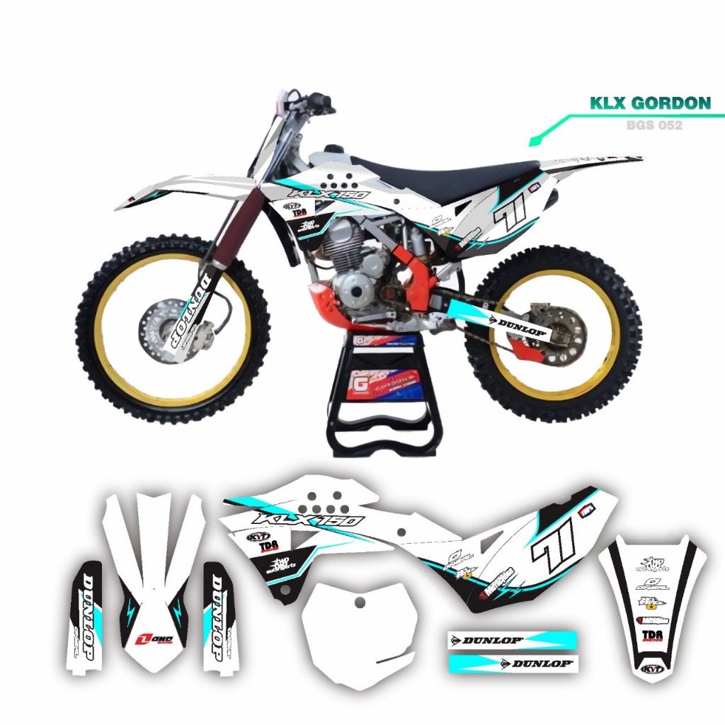 DECAL STIKER KLX GORDON DEKAL VARIASI STRIPING CUSTOM FULLBODY BIRU PUTIH BARU
