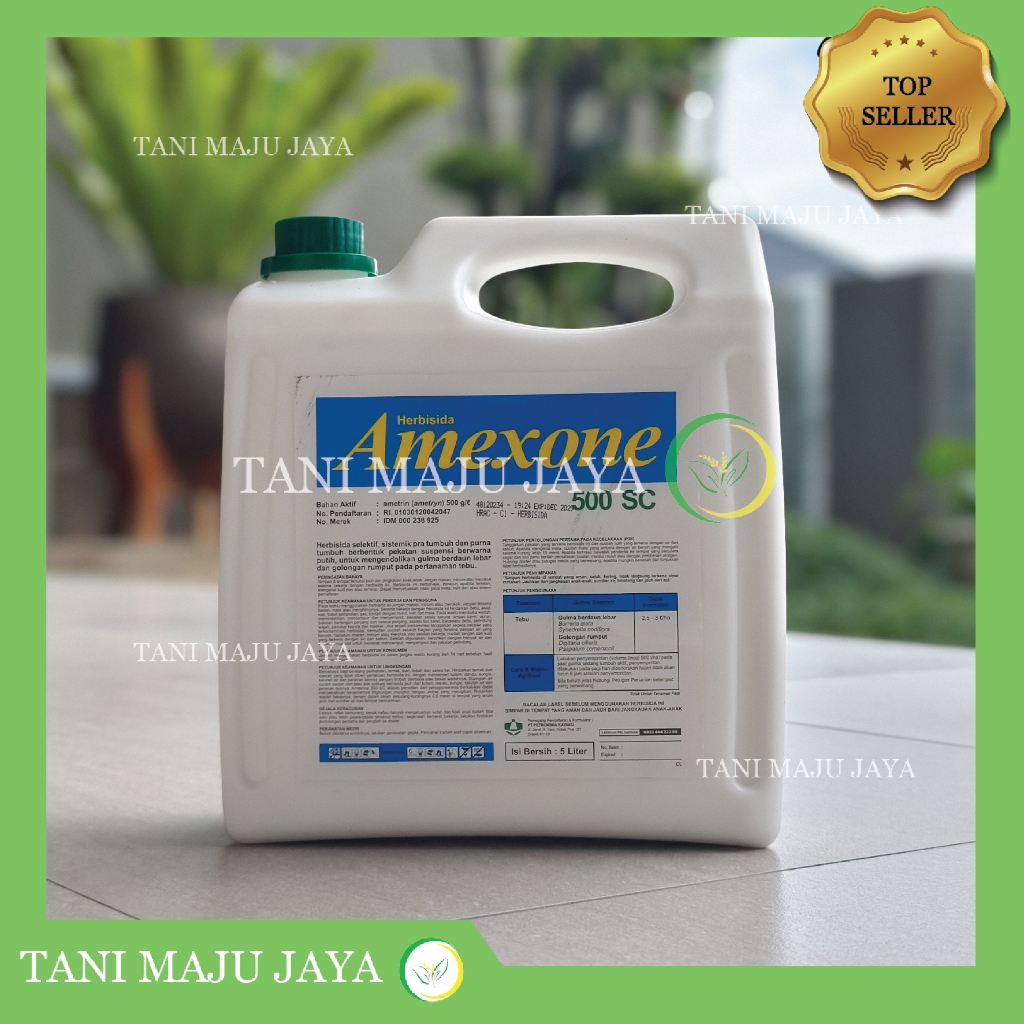 Herbisida Amexone 500SC 5 Liter Obat Selektif Ametrin Pembasmi Gulma Rumput Liar Tanaman Tebu Karet 